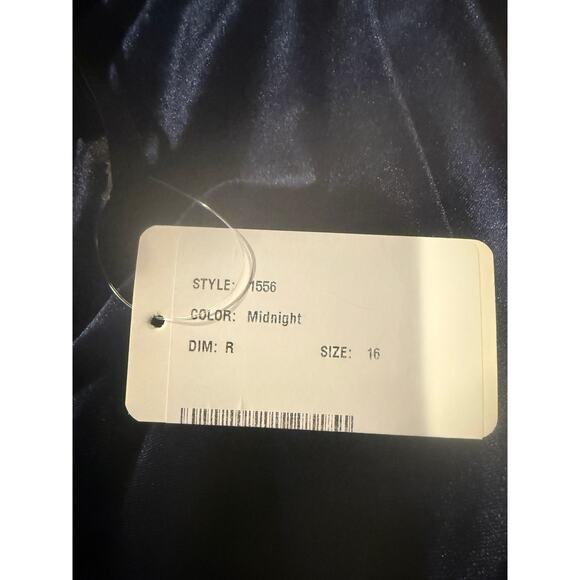 NWT After Six One Shoulder Spaghetti Strap Lux Velvet Maxi Dress Pockets 16 Blue - Picture 9 of 15